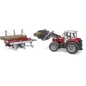 Preview: Bruder Massey Ferguson 7480 with Frontloader, timber trailer and 3 trunks