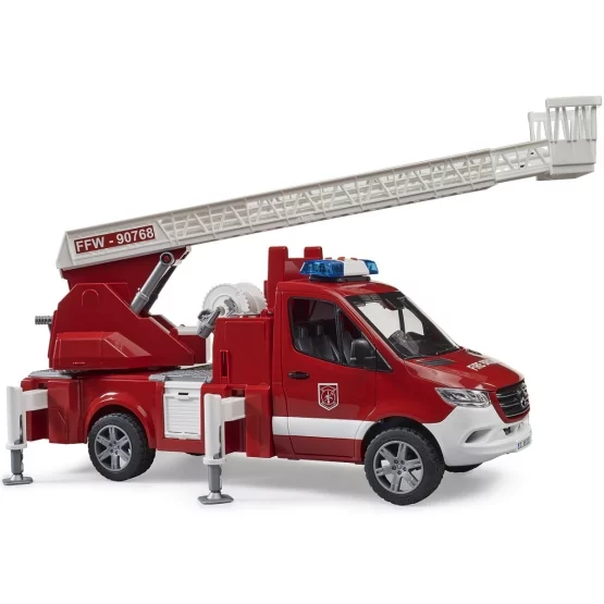 Bruder MB Sprinter fire engine with turntable ladder, pump and Light & Sound module