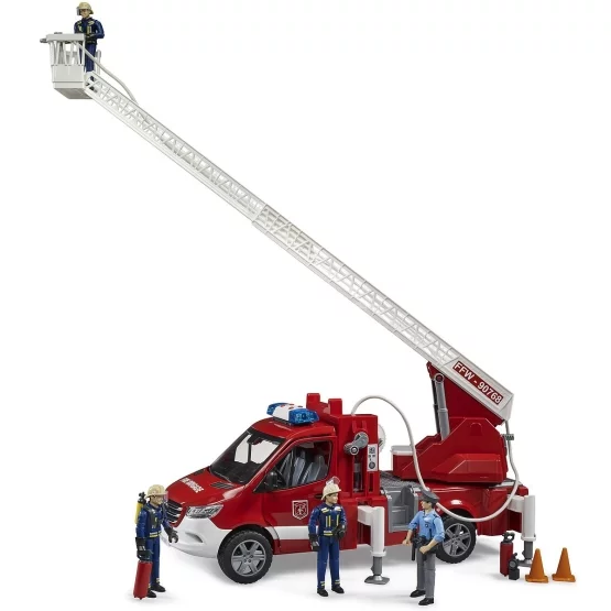 Bruder MB Sprinter fire engine with turntable ladder, pump and Light & Sound module