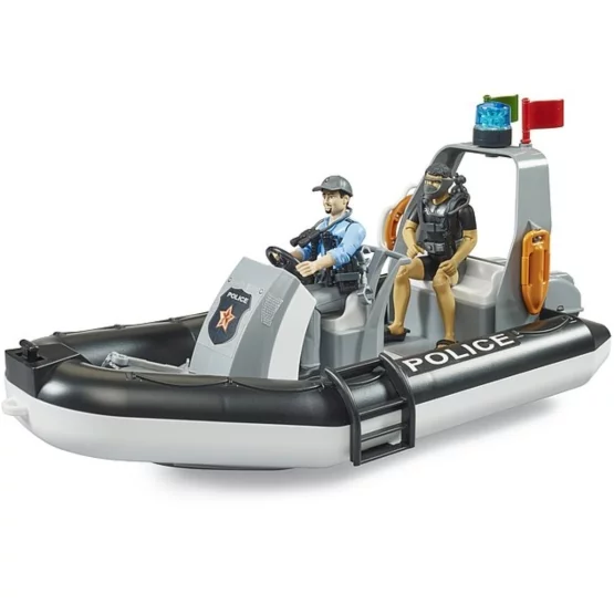 Bruder Bworld police dinghy with policeman, diver & accessories