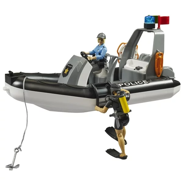 Bruder RAM 2500 Polizei mit Schlauchboot & 2 Figuren