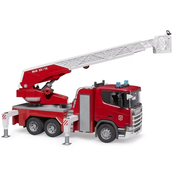 Bruder Scania Super 560R fire engine with turntable ladder, light and sound module