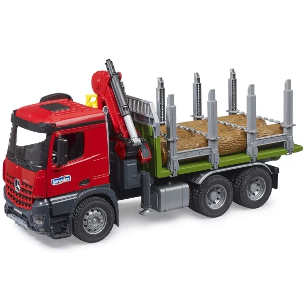 Bruder MB Arocs timber transport truck with loading crane, grapple and 3 logs