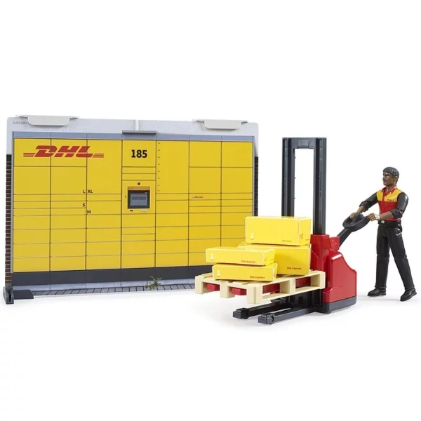 Bruder DHL parcel store with hand lift truck