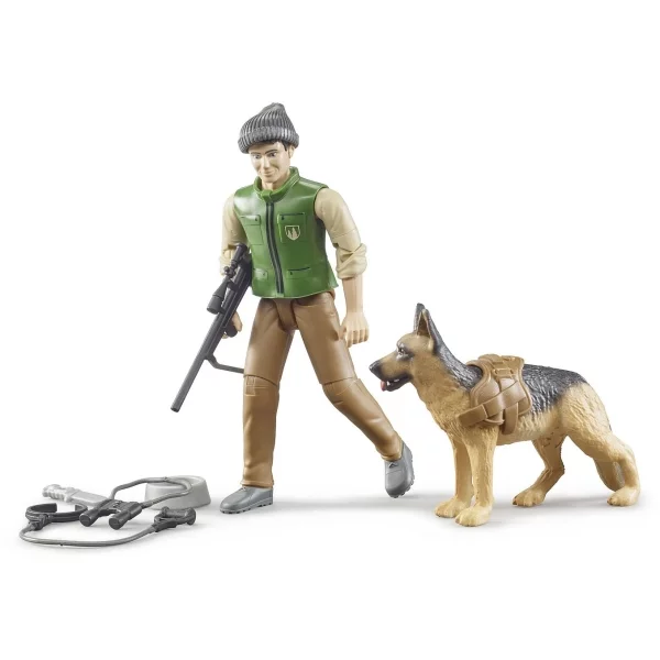 Bruder Bworld Förster mit Hund und Ausrüstung