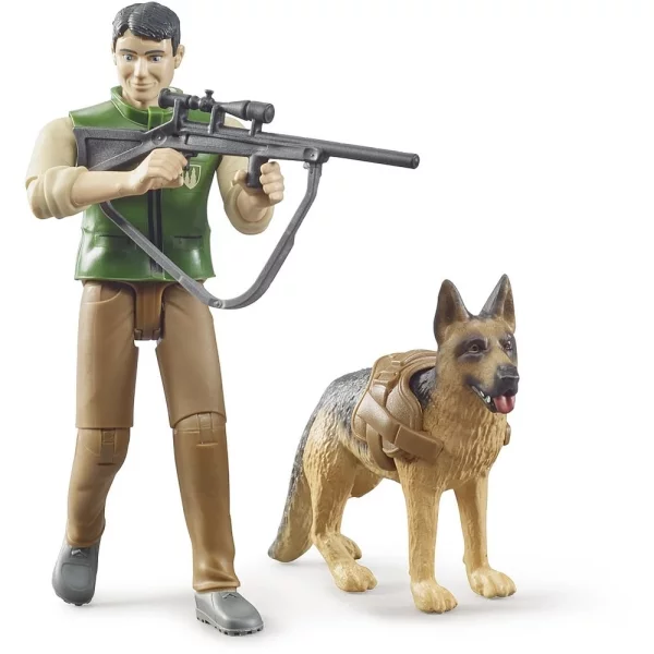 Bruder Bworld Förster mit Hund und Ausrüstung