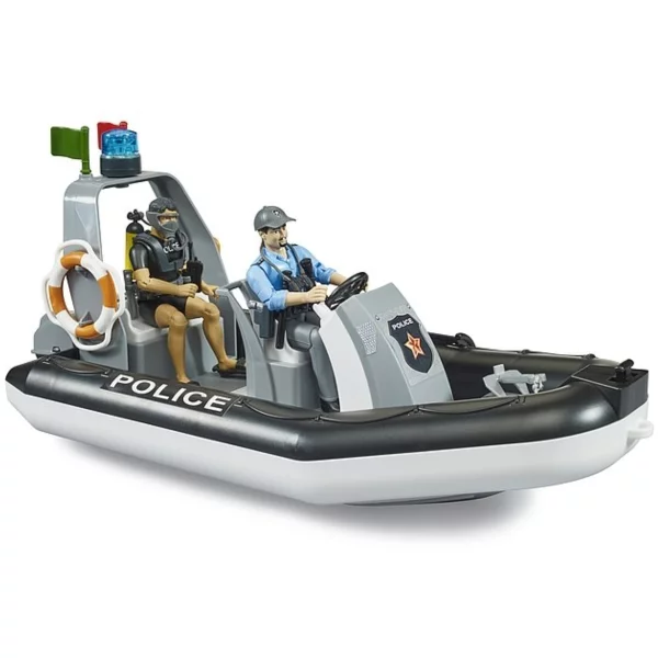 Bruder Bworld Polizei Schlauchboot mit Polizist, Taucher & Zubehör