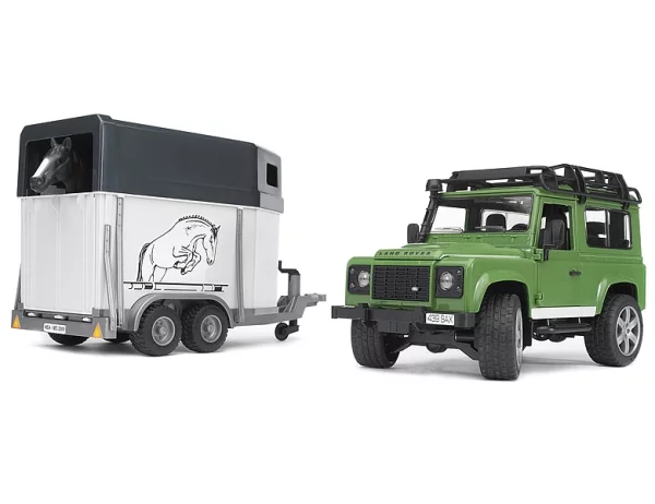Bruder Land Rover Defender with horse trailer