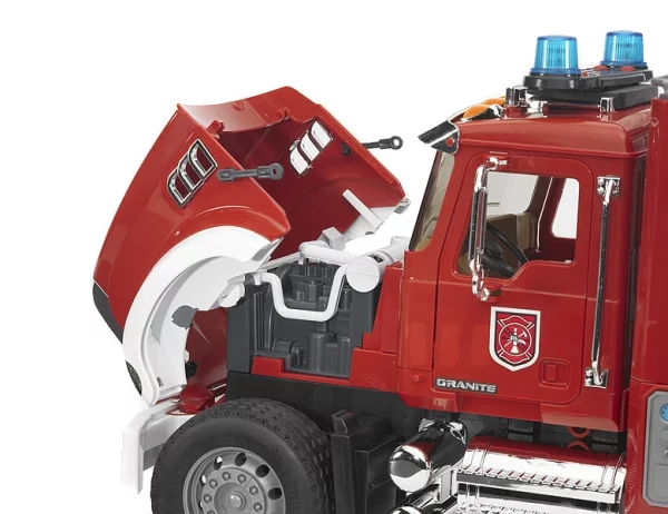 Bruder MACK Granite fire engine with slewing ladder and water pump