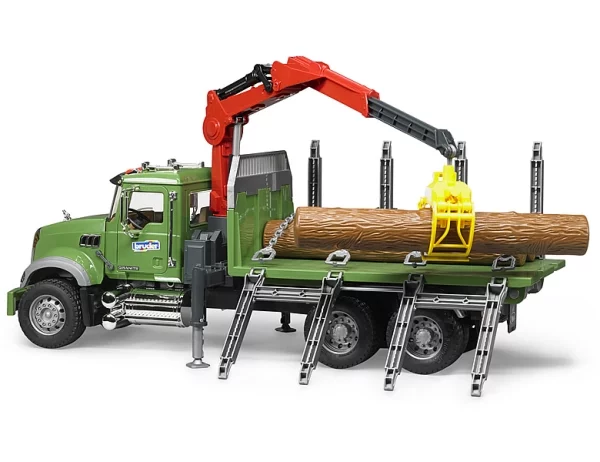 Bruder MACK Granite Timber truck with loading crane and 3 trunks