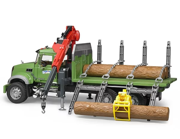 Bruder MACK Granite Timber truck with loading crane and 3 trunks